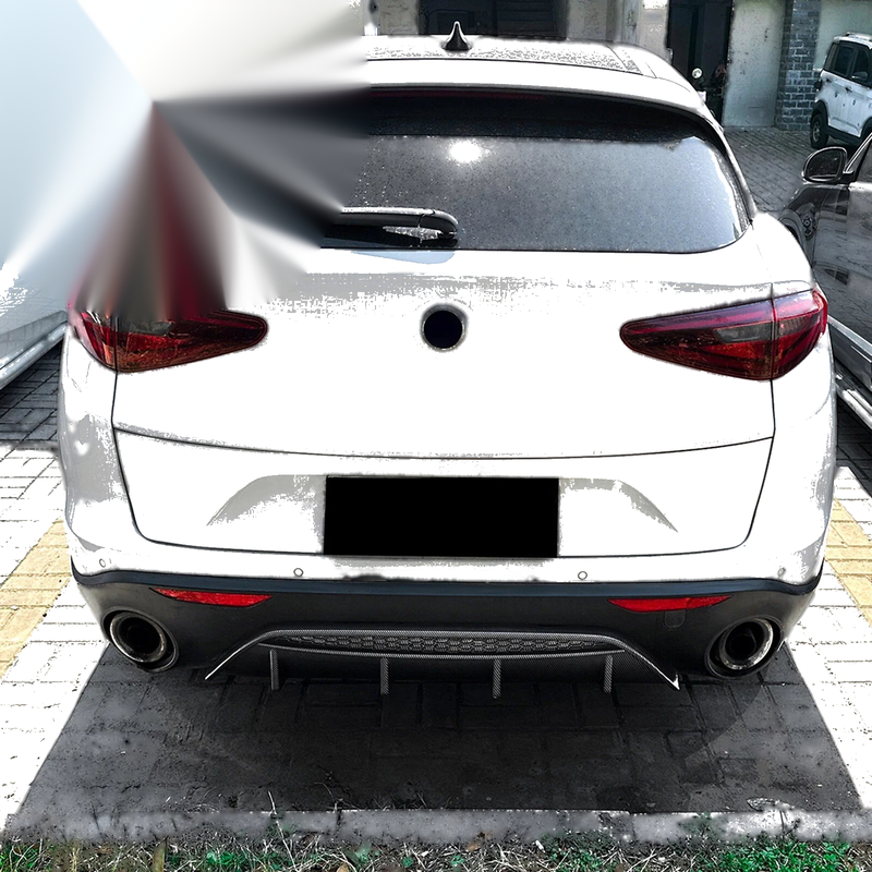 Alfa Romeo Stelvio Carbon Look Rear Bumper Diffuser Lip (2017-2024)