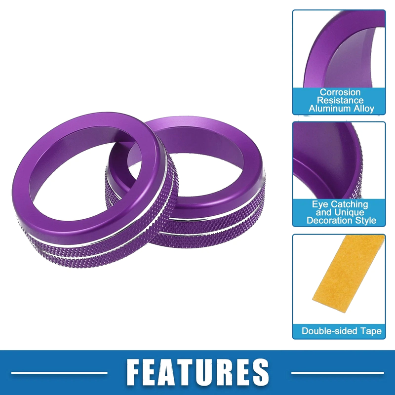 Dodge Durango 2014-2020 - Purple AC Radio Switch Knob Cover Decals (Set of 3)