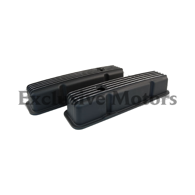 Chevy 283-400 Black Finned Aluminum Valve Covers Tall (1955-2002)