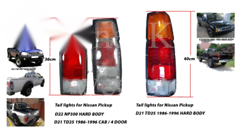Nissan Navara D21 2 x Tail Light Standard 36cm (1989-1992)