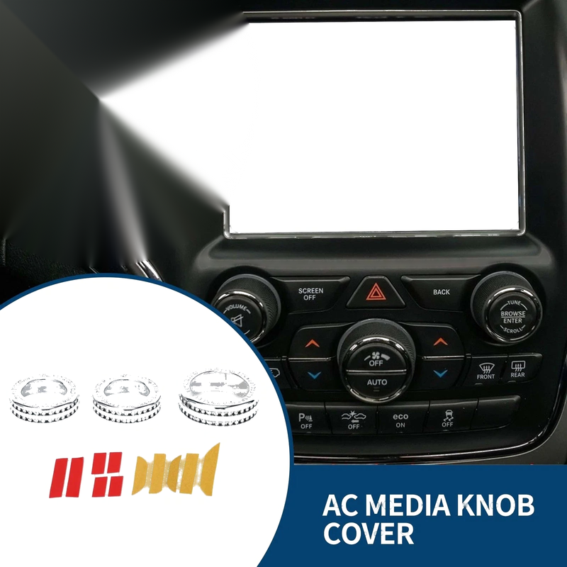 Jeep Cherokee (2014-2022) 3 x Pcs AC Media Volume Tune Switch Knob Cover Ring