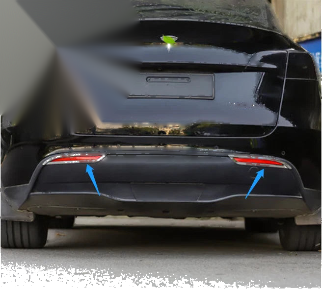 Tesla Model Y 2 x ABS Rear Fog Light Lamp Chrome Cover Trim (2021-2023)