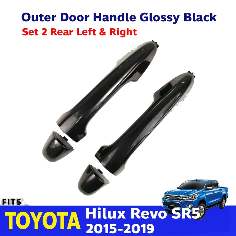 Outer Door Handle Black Gloss Rear L+R Fits Toyota Hilux Revo SR5 2015-19 D06