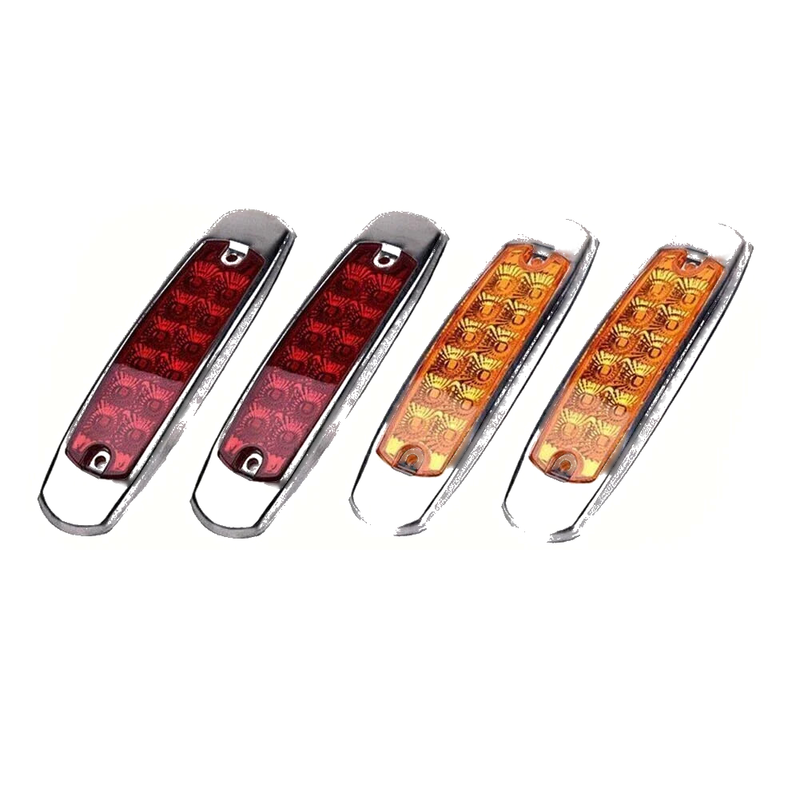 Trailer 4 x 12 LED Sealed Side Marker Clearance Lights (Red & Amber)