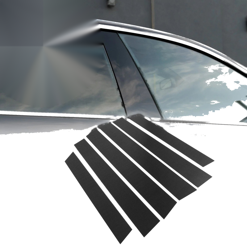 Honda CR-V (2007-2011) Black Carbon Fiber 6 x Car Pillar Window Trim Covers