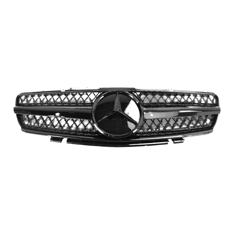 Mercedes SL500 SL600 Front Upper Grille 1 Fin Star Black (2003-2006)