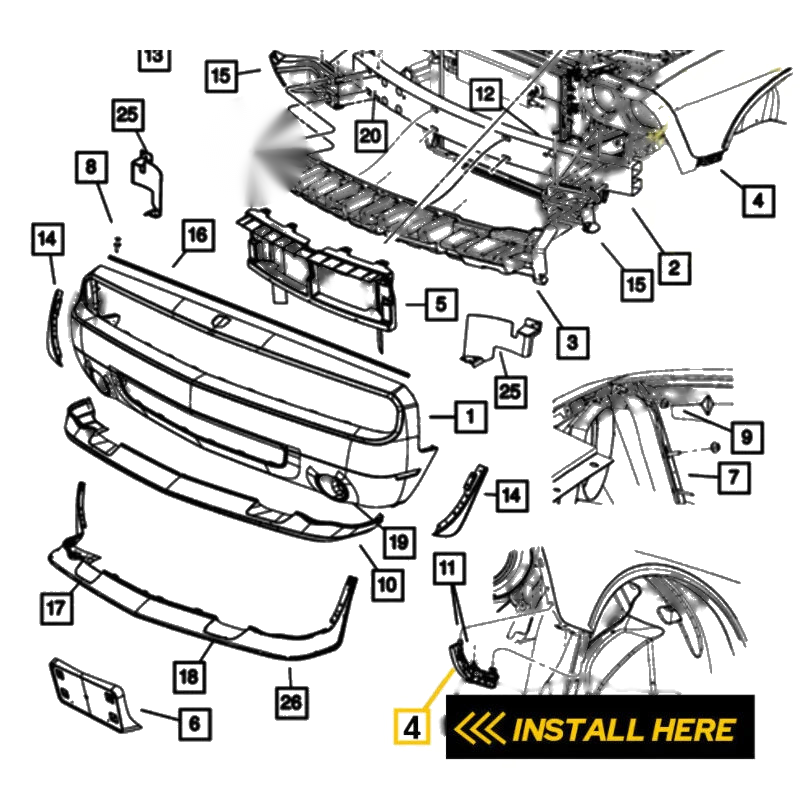 2007-2011 Honda CR-V Front Bumper Brackets Set (2 x Left & Right)