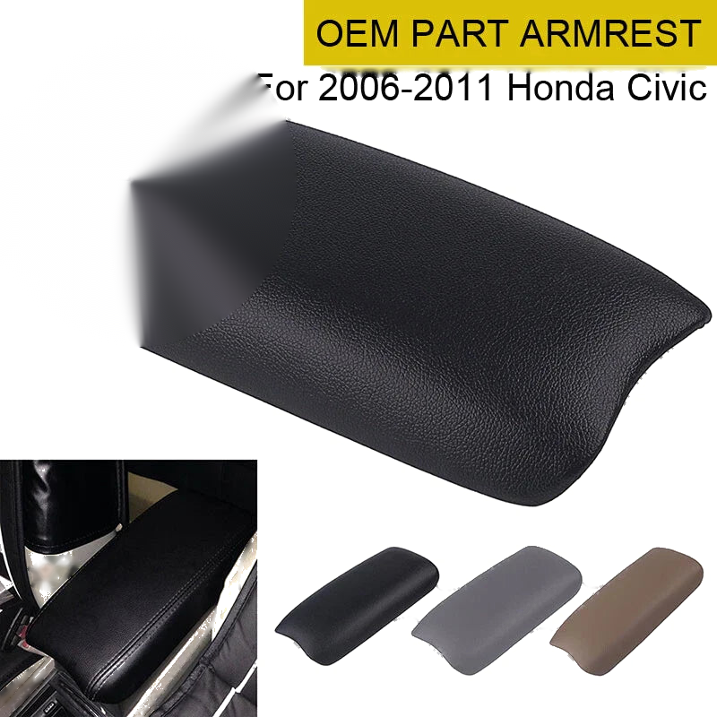 Honda Civic Black Real Leather Center Console Lid Armrest Cover (2006-2011)
