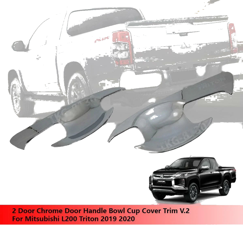 Mitsubishi L200 Triton 2 x Door Chrome Handle Bowl Cup Covers (2019-2020)