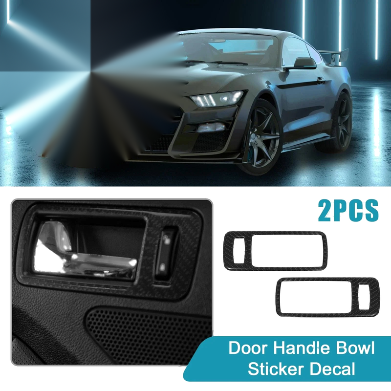 Ford Mustang 2 x Car Door Handle Bowl Carbon Fiber Trim Covers (2009-2013)