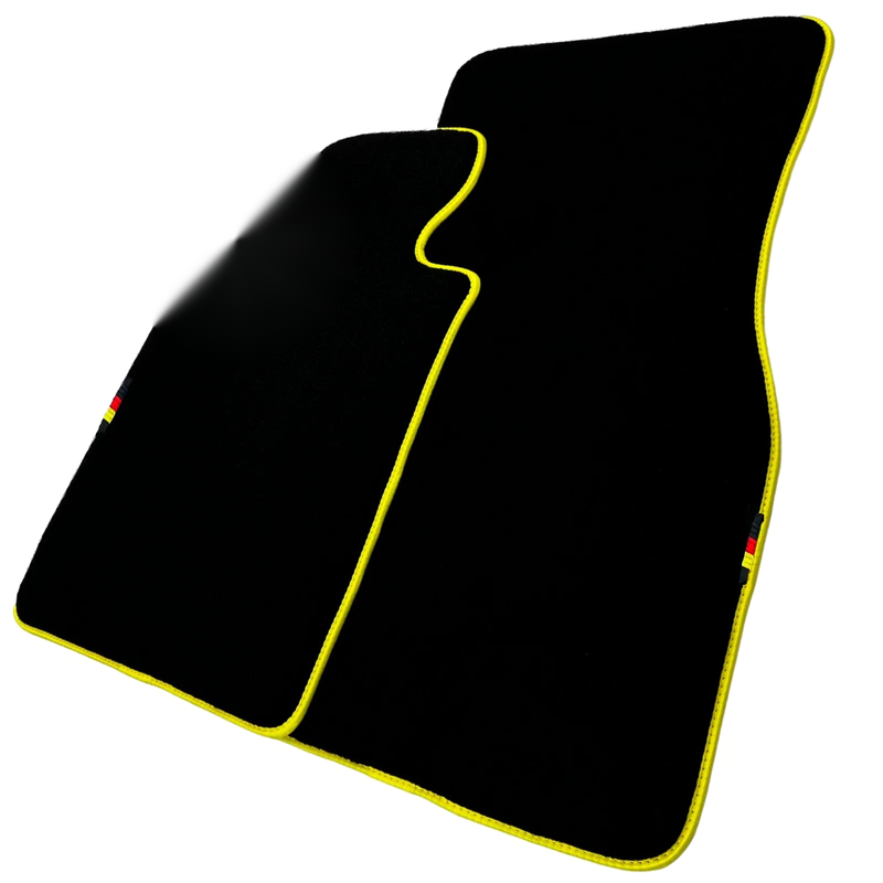 BMW 1 Series E88 Convertible 2006-2013 2 x Yellow Trim Black Floor Mats