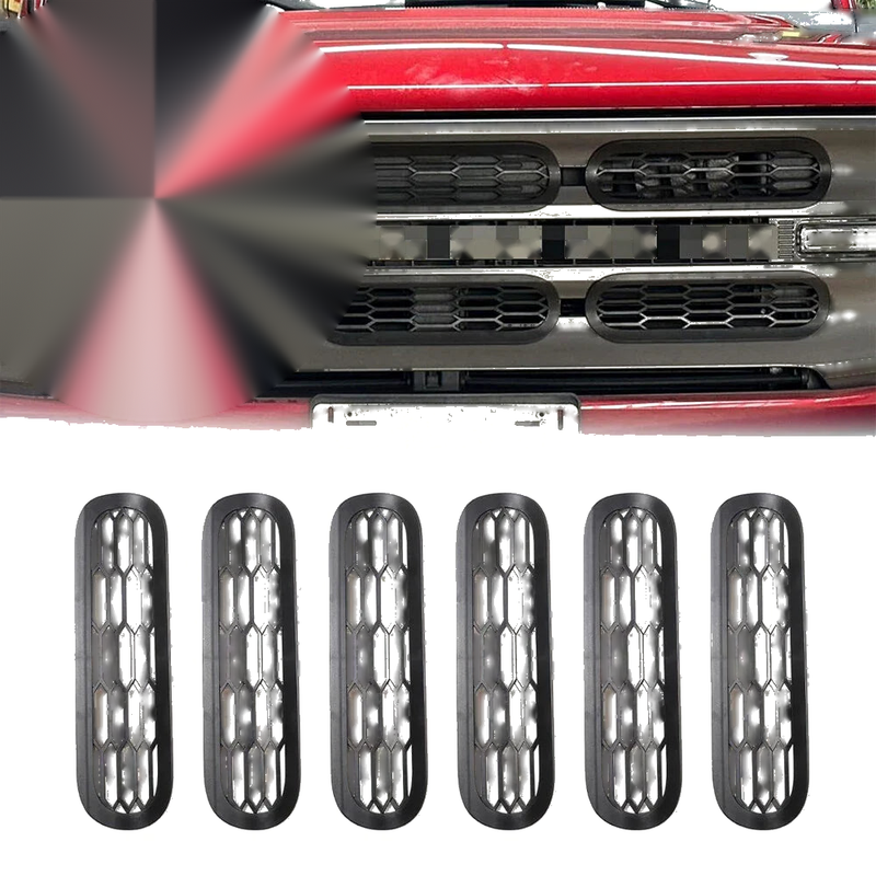 Ford Bronco Black Mesh Front Grille Inserts Trim Cover (2021-2024)