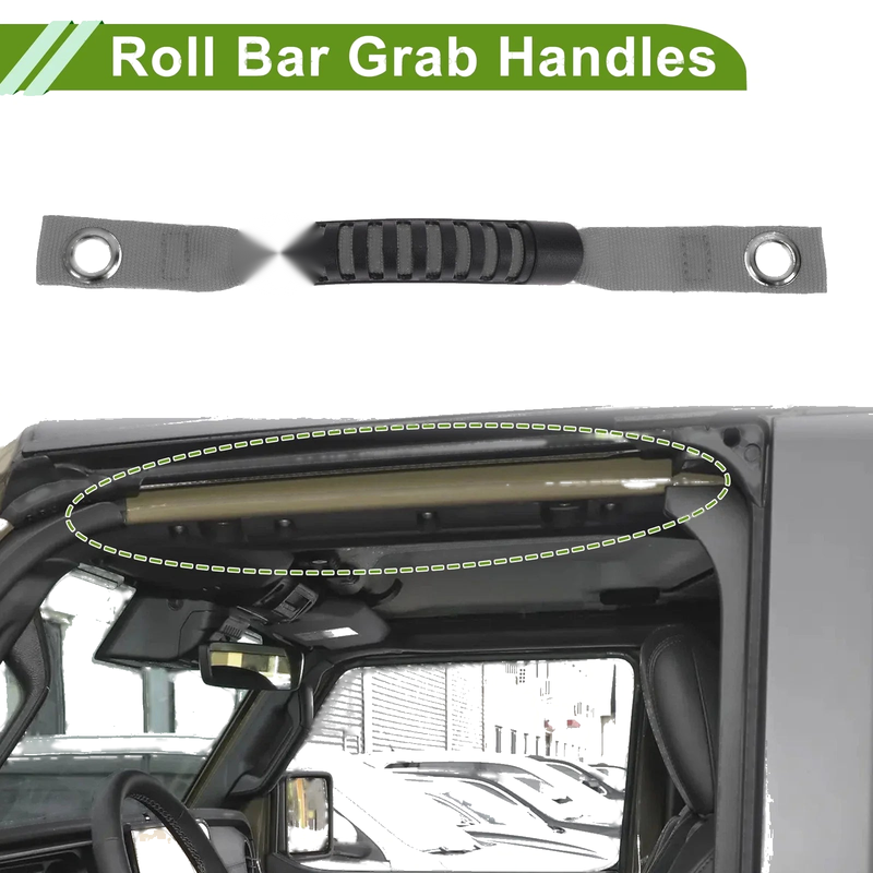 Jeep Wrangler (2018-2029) Black Gray Roll Bar Grab Handles