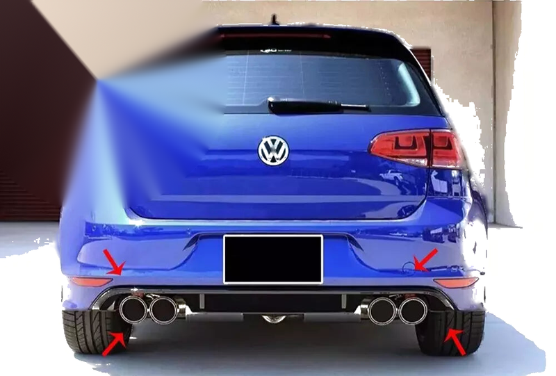 VW Golf Mk7 R Style Gloss Black Rear Bumper Diffuser (2012-2017)