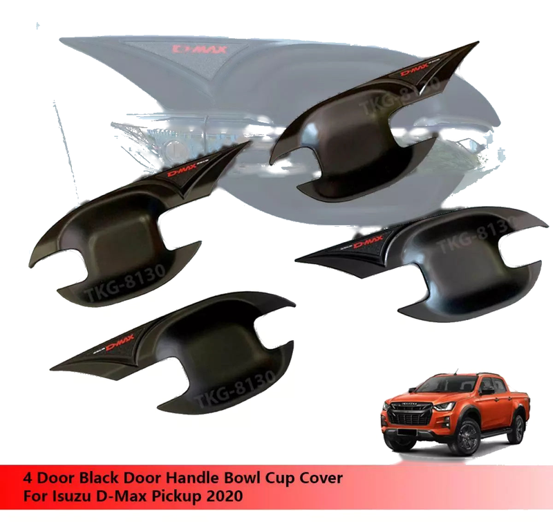 Isuzu D-Max 4 x Black Handle Bowl Cup Covers (2020)