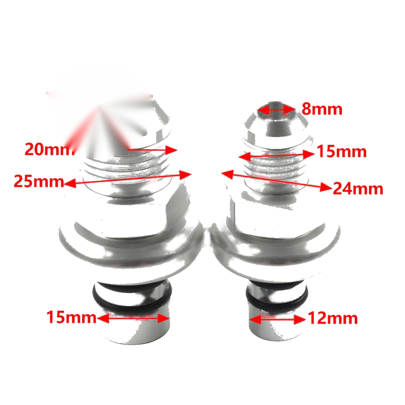 Ford Mustang Silver Straight Fuel Rail Fitting Adapter Kit (1986-1998)