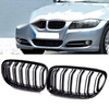 BMW 3 Series E90 E91 Gloss Black Front Kidney Grilles (2008-2011)