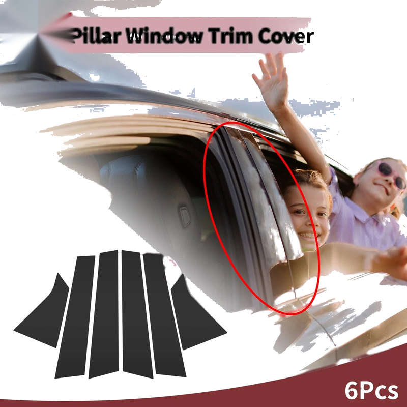 Honda Civic Hatchback (2016-2021) Black 6 Pcs Car Door Pillar Window Trim