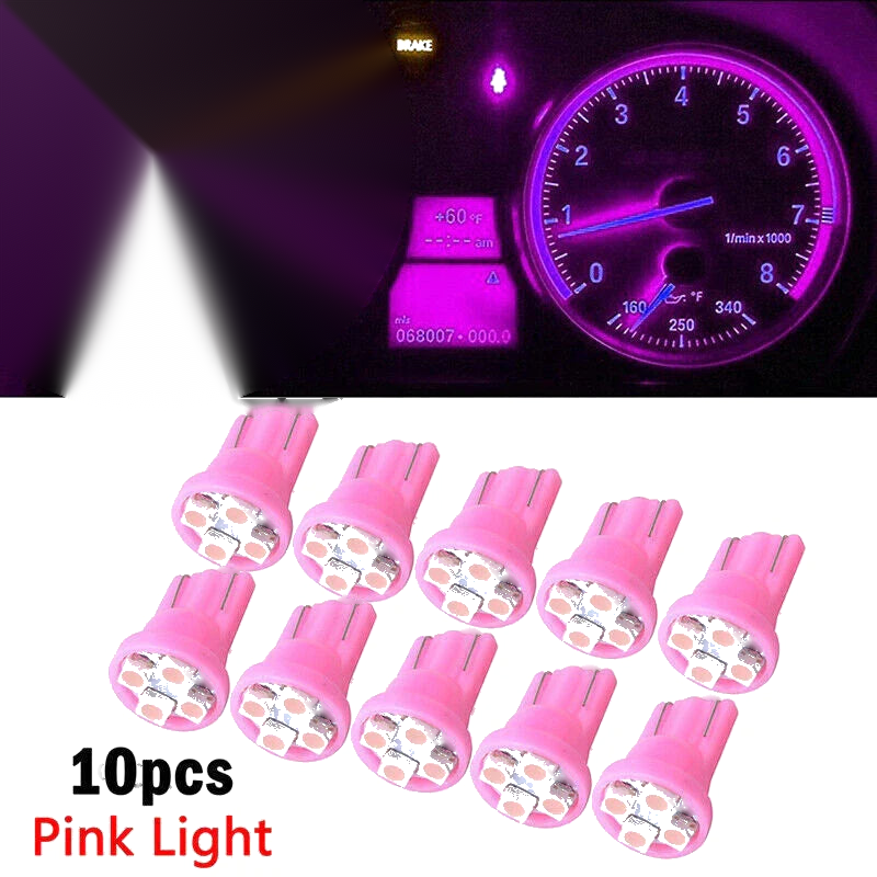 10x Pink T10 W5W 168 194 4-SMD LED Dash Light Bulbs