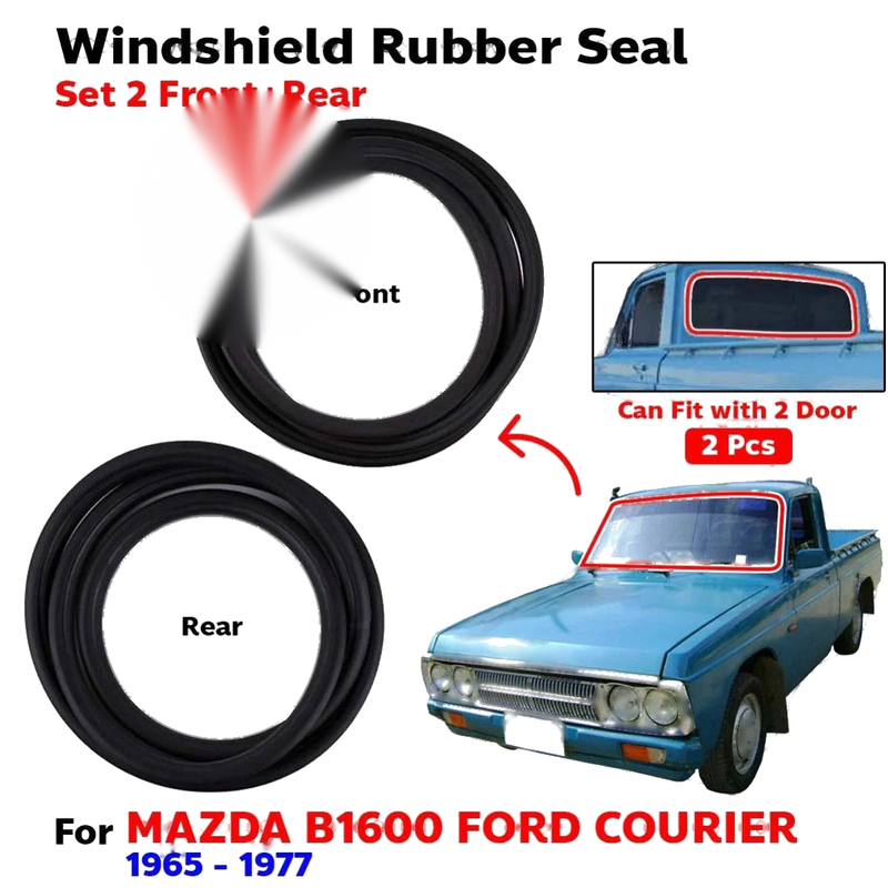 Windshield Rubber Front Rear Set 2 Fits Mazda B1600 / Ford Courier UTE 1965-77