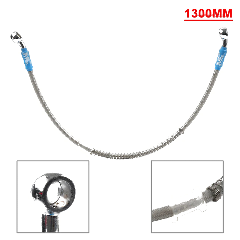 Motorcycle Braided Steel Brake Clutch Oil Hose Line Pipe (130cm)