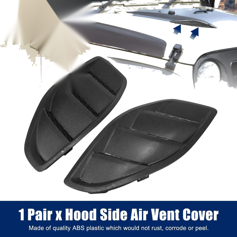 Jeep Wrangler Hood Side Air Vent Cover Bezels Trim Matte Black (2007-2018)