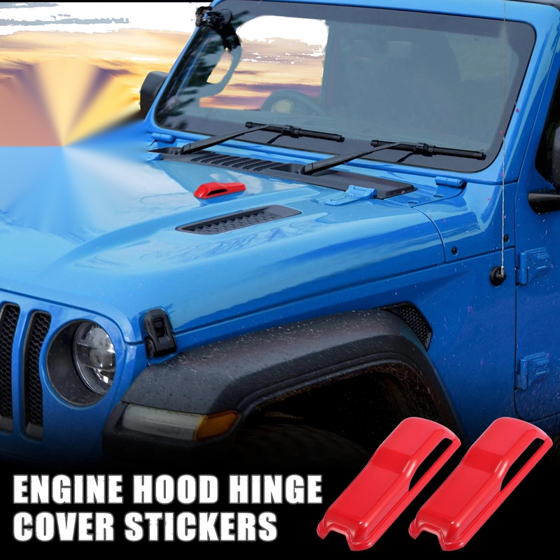 Jeep Wrangler JL JLU 2 x Engine Hood Hinge Cover Stickers (2018-2023)
