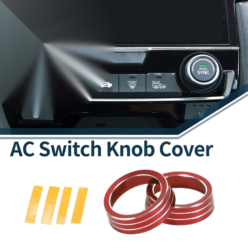 Honda Civic 10th Gen 2016-2020 AC Climate Heater Switch Knob Cover (2 Pcs)
