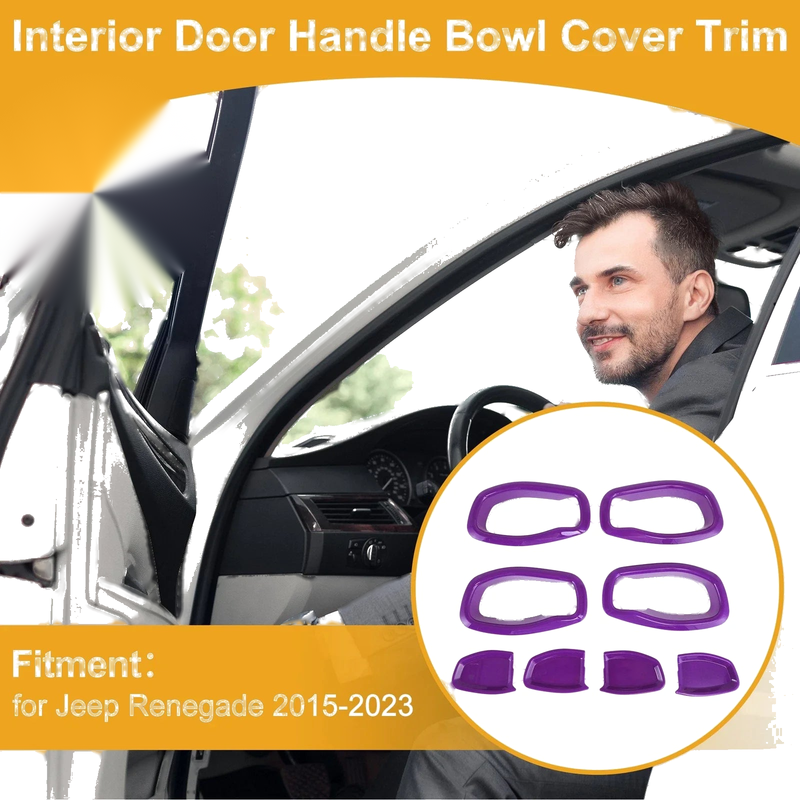 Jeep Renegade (2015-2023) 4 x Purple ABS Interior Door Handle Bowl Cover Trim