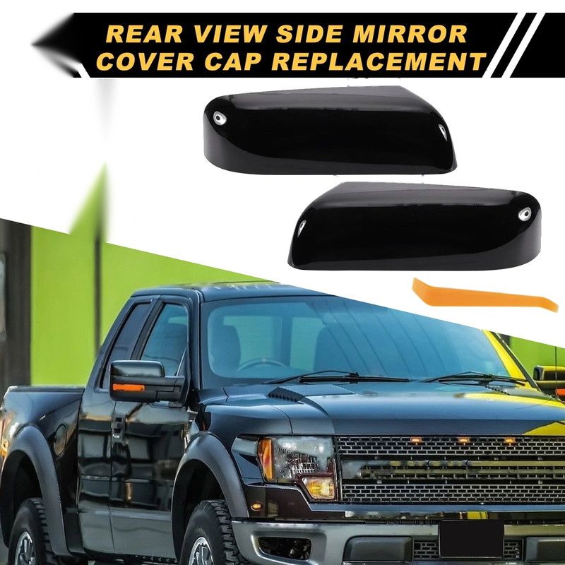 Ford F-150 Gloss Black Left Right Rearview Mirror Covers (2009-2014)