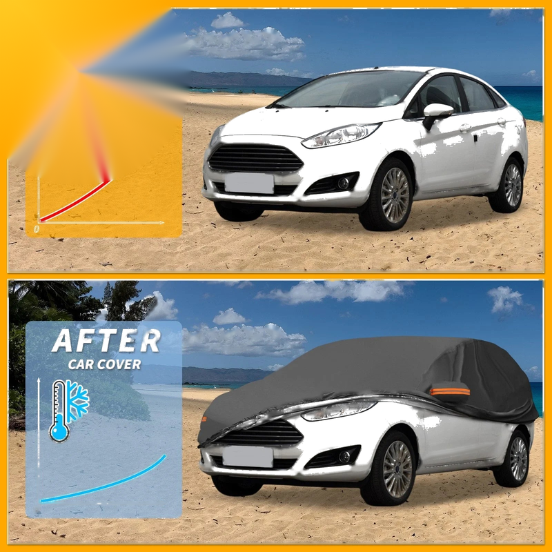 Ford Fiesta Sedan Waterproof All Weather Car Cover with Reflective Strap