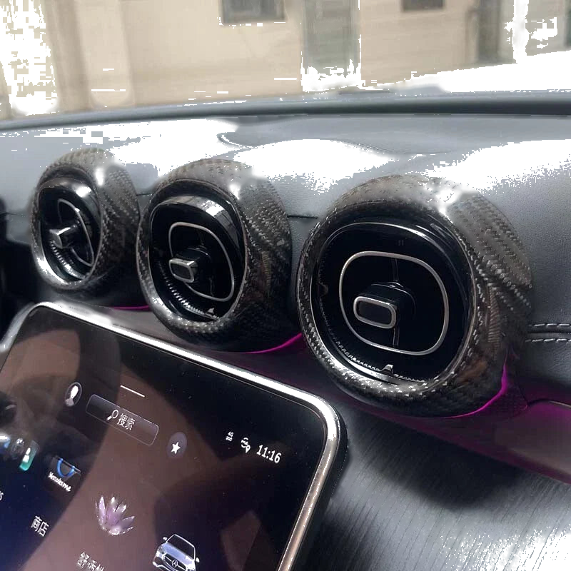 Benz C-Class W206 2022+ Carbon Fiber Center Dashboard Air Vent Cover Trim
