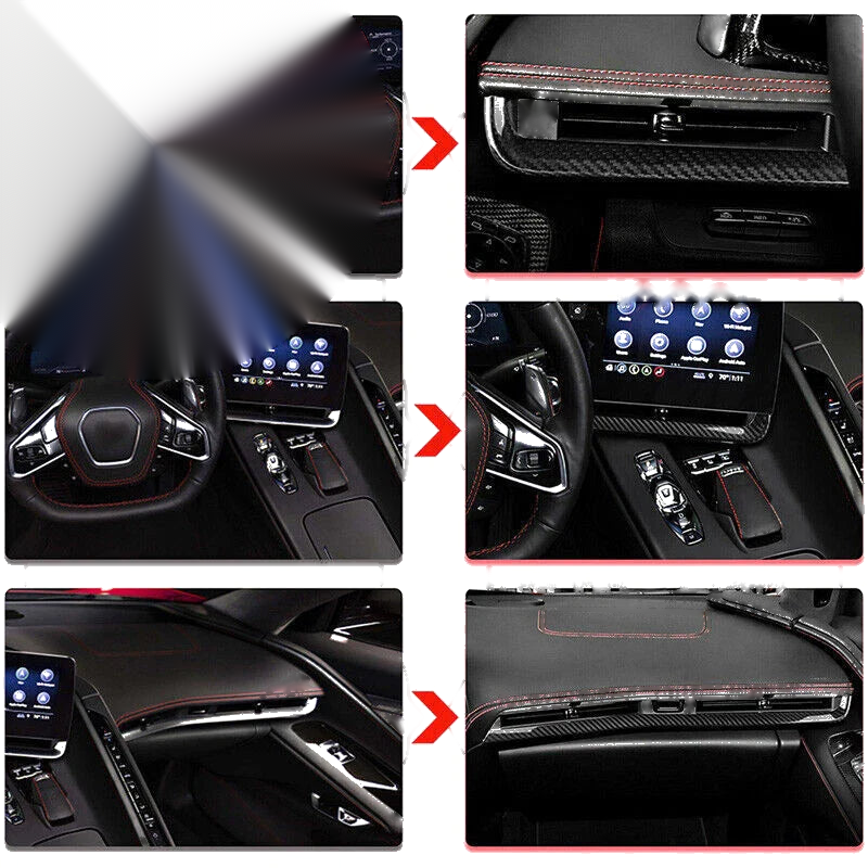 Corvette C8 4pcs Carbon Fiber Interior Console Dashboard Panel (2020-2023)