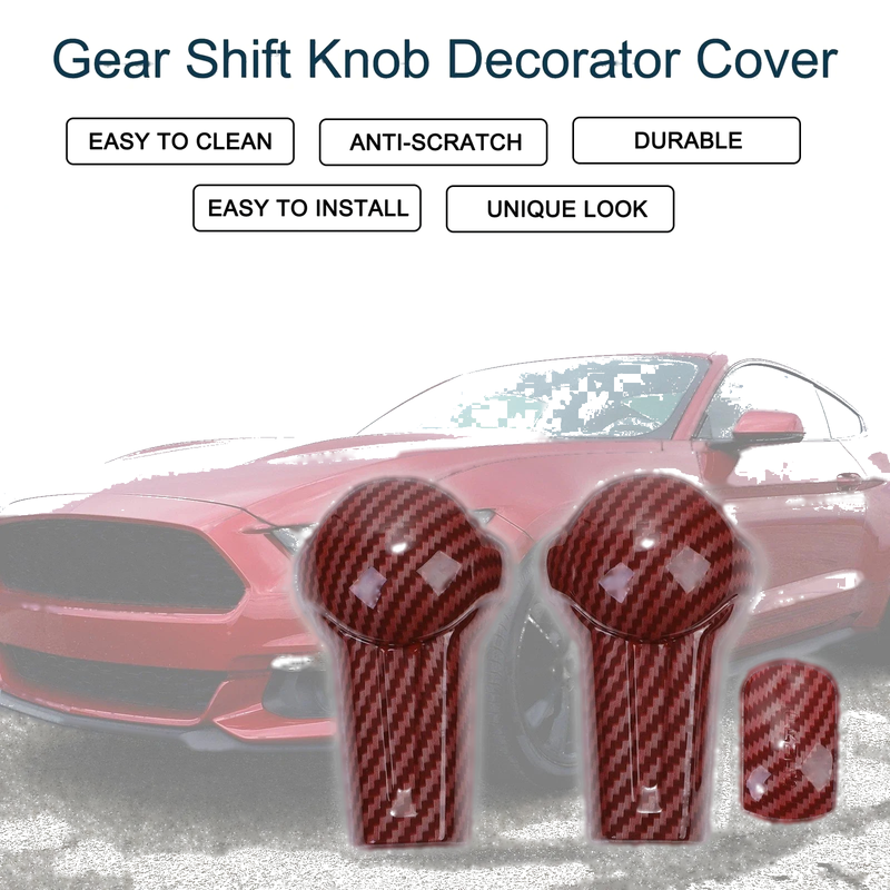 Ford Mustang 2015-2023 - Red Decorator 1 Set Gear Shift Knob Cover