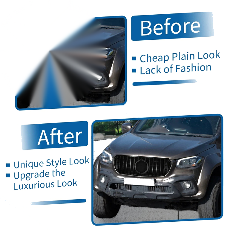 Mercedes-Benz X-Class W470 (2017-2023) Gloss Black Front Upper Bumper Grille