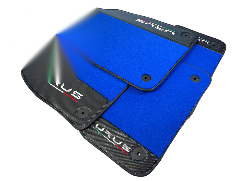 Lamborghini Urus 2018-2024 with Carbon Fiber Leather Blue Floor Mats