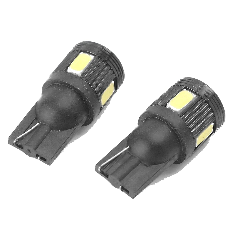 Car - White Black Shell T10 5630 6 SMD LED Wedge Light Bulbs