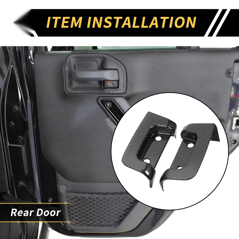 Jeep Wrangler JL JLU (2018-2024) Black Rear Door Latch Lock Cover Trim