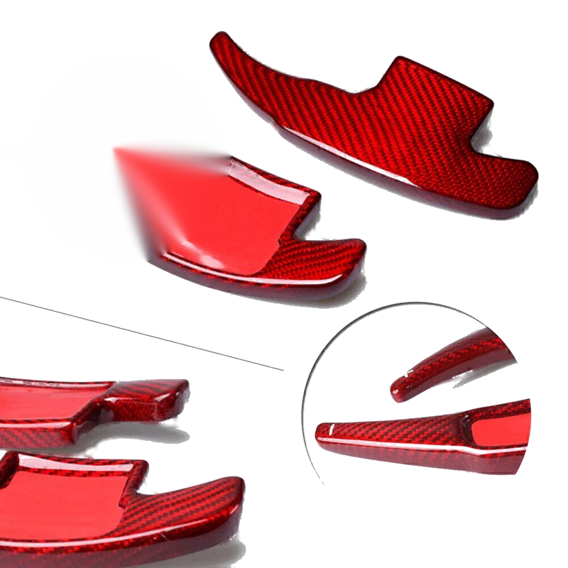 Ford Mustang Red Carbon Fiber Steering Wheel Paddle Shifters (2015-2017)