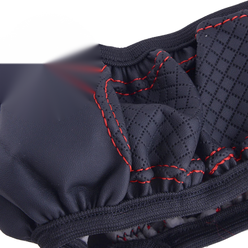 Universal Cars 15" Black & Red PU Leather Steering Wheel Cover