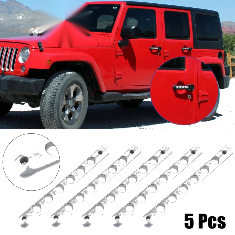 Jeep Wrangler JK 5 x Silver Door Handle Tailgate Trim Covers (2007-2018)