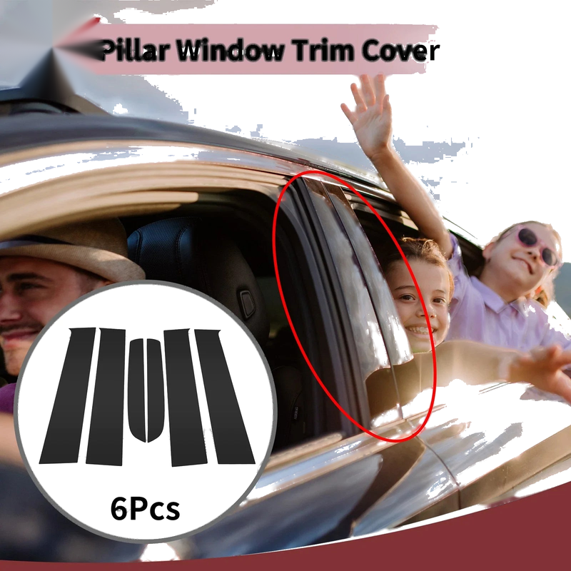 Ford Ranger (2023-2024) Black 6 Pcs Car Door Pillar Window Trim