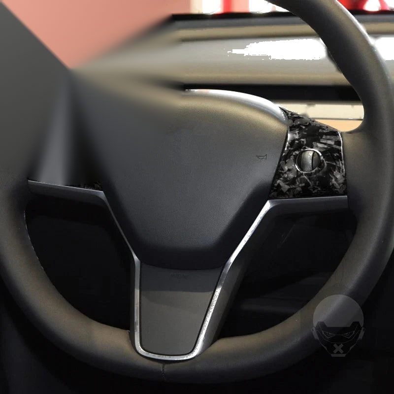 Tesla Model 3 / Y Forged Carbon Fiber Steering Wheel Button Cover Trim