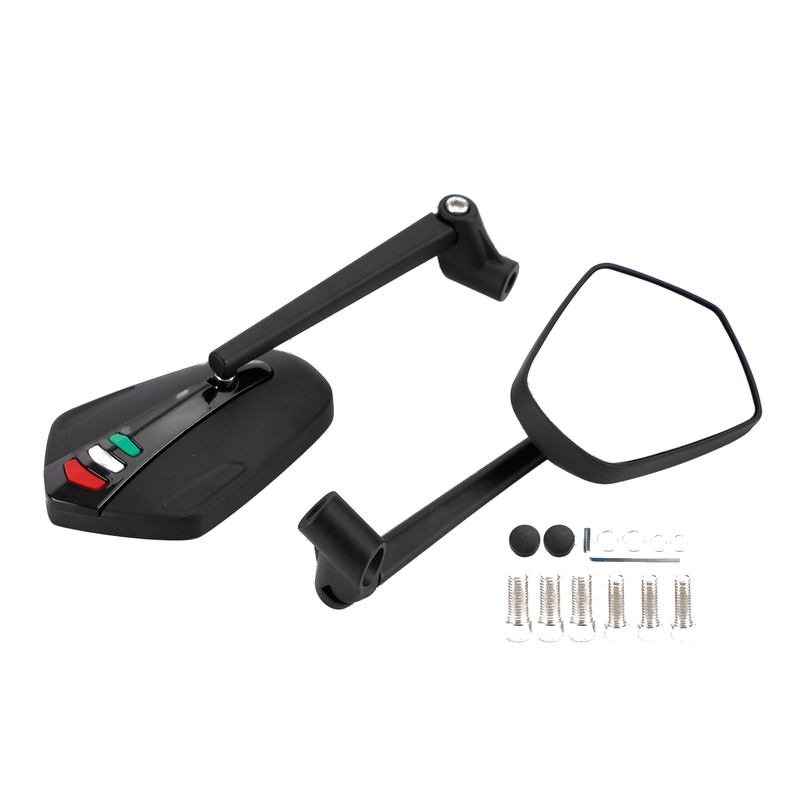Black Angled Motorcycle Mirrors Universal 8mm & 10mm Thread Bike/Motorbike Pair