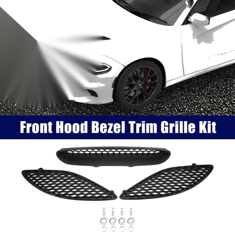 Dodge Charger Black Hood Bezel Front Trim Grill Kit (2015-2020)