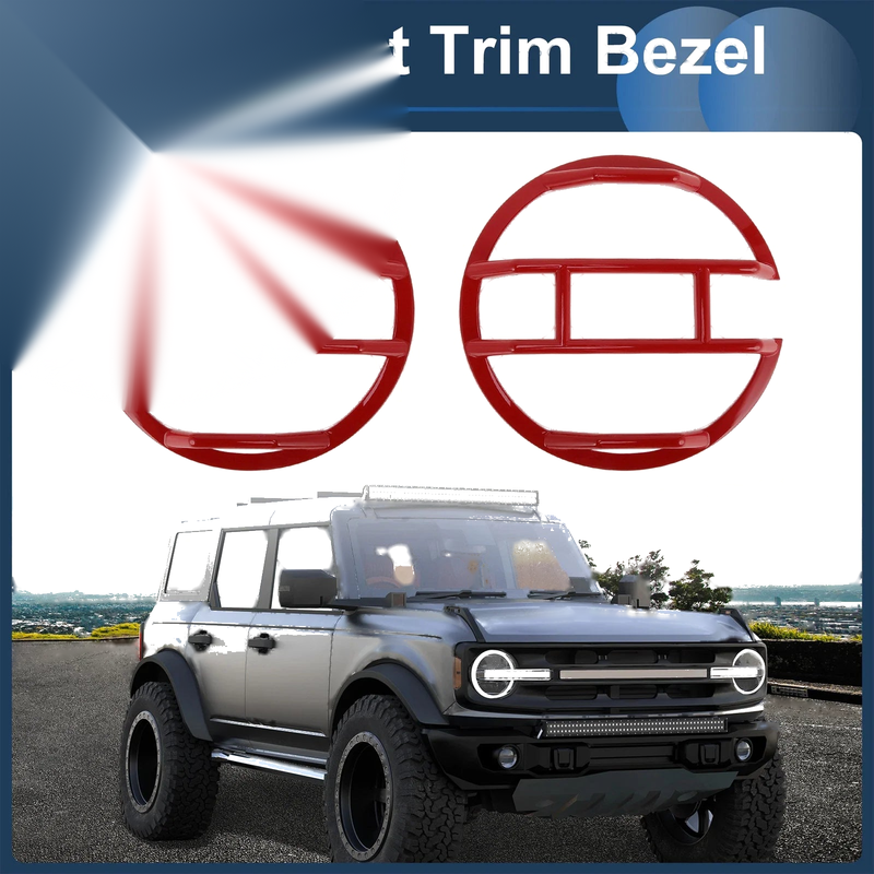 Ford Bronco 2021-2024 Headlight Trim Bezels (2 x Red)