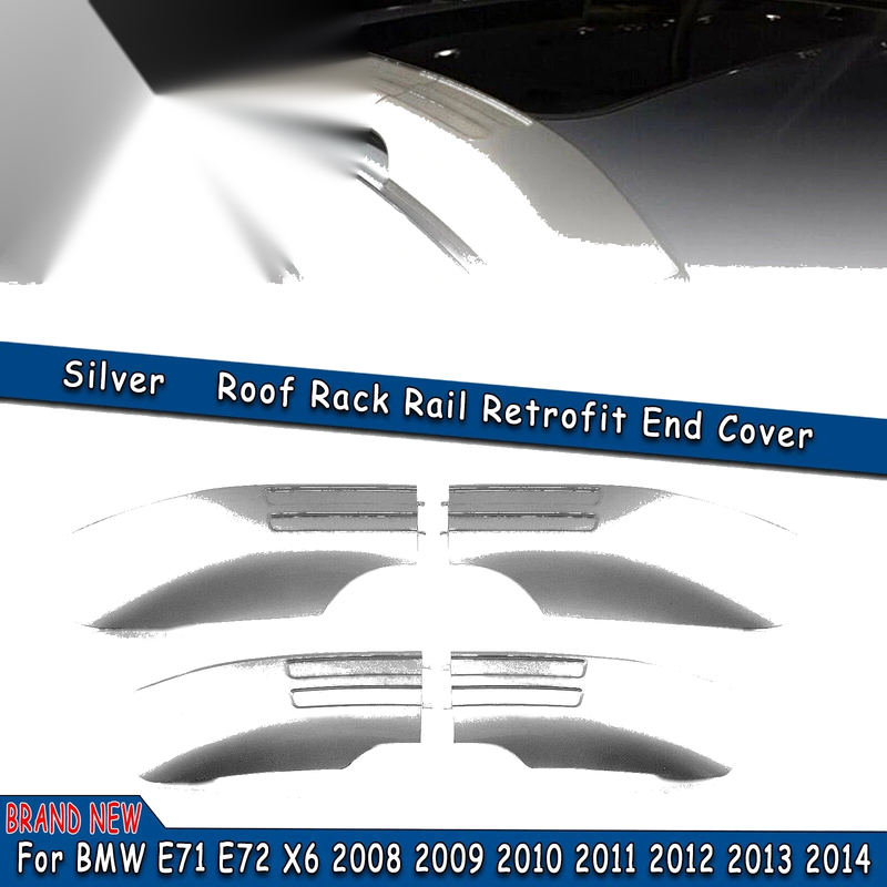 BMW X6 E71 E72 (2008-2014) 2 x Silver Set Roof Rack Rail End Covers
