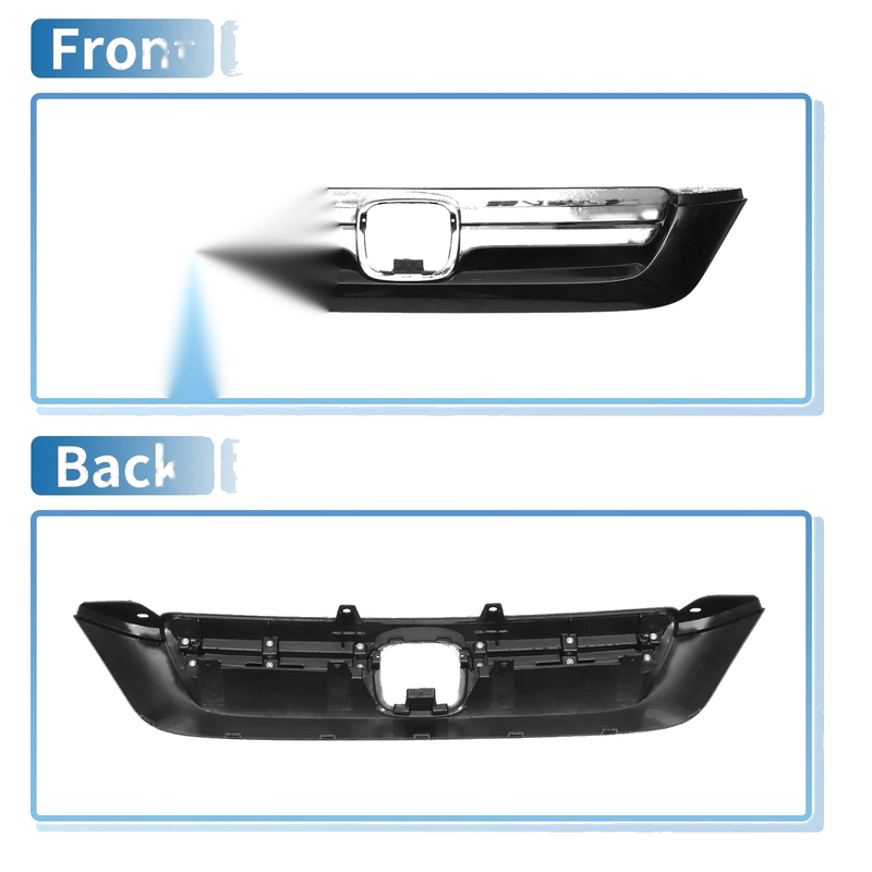 Honda CR-V 2007-2009 Chrome Silver Tone Front Upper Bumper Grille