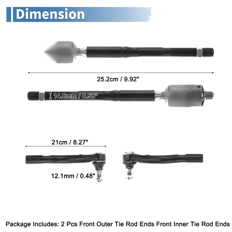 Toyota Solara 4pcs Front Inner Outer Tie Rod Ends (2004-2008)
