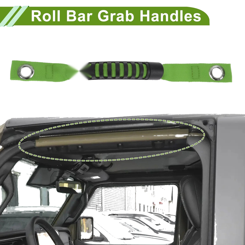 Jeep Wrangler (2018-2026) Black Green Roll Bar Grab Handles